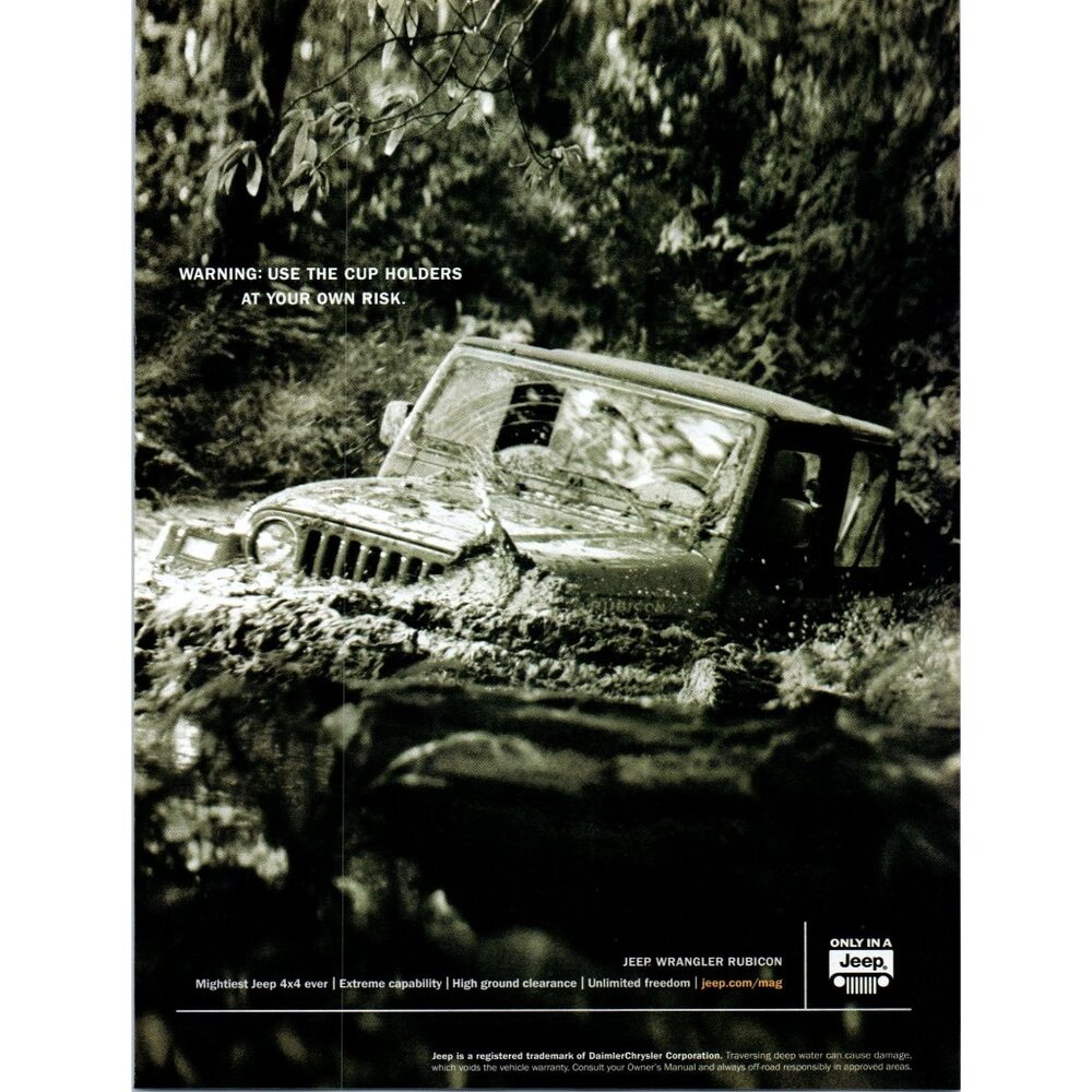 2003 Jeep Wrangler Rubicon Vintage Print Ad Off Road Water Crossing Wall Art